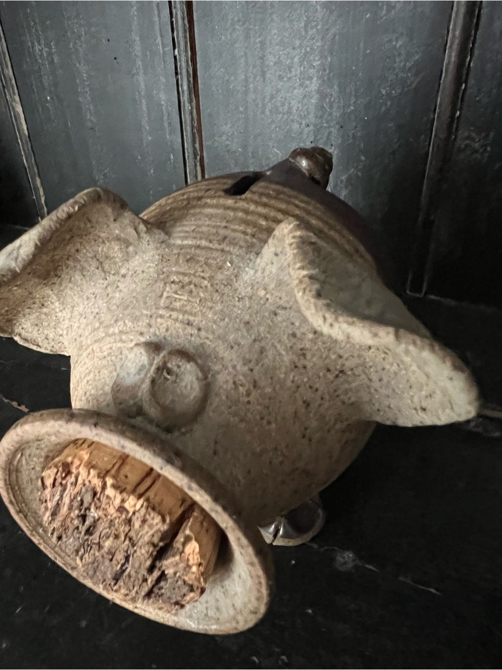 Rustic pottery  Pig Coin Bank - beige earth tone